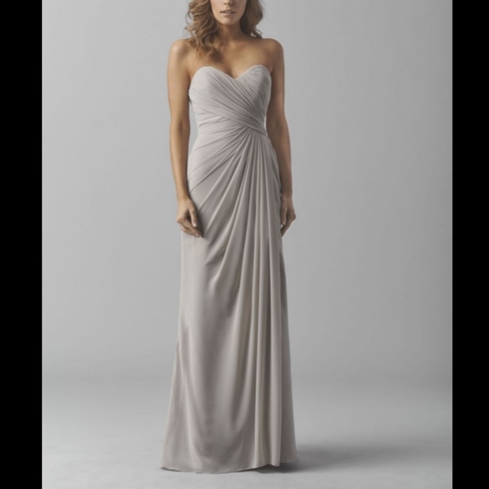 New watters 8541 draped chiffon Ashley bridesmaid dress gown gray size 10